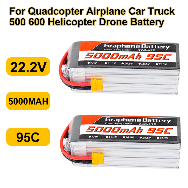 6S Lipo Battery 22.2V 5000Mah - Batteria Lipo 95C 22.2V 6S 5000mAh