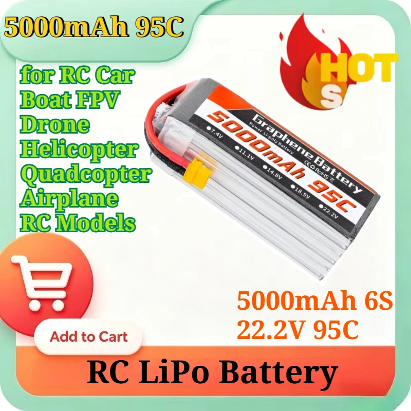 Batteria Lipo in Grafene 5000m - 6S Lipo Battery 22.2V 5000Mah recensione e prezzo